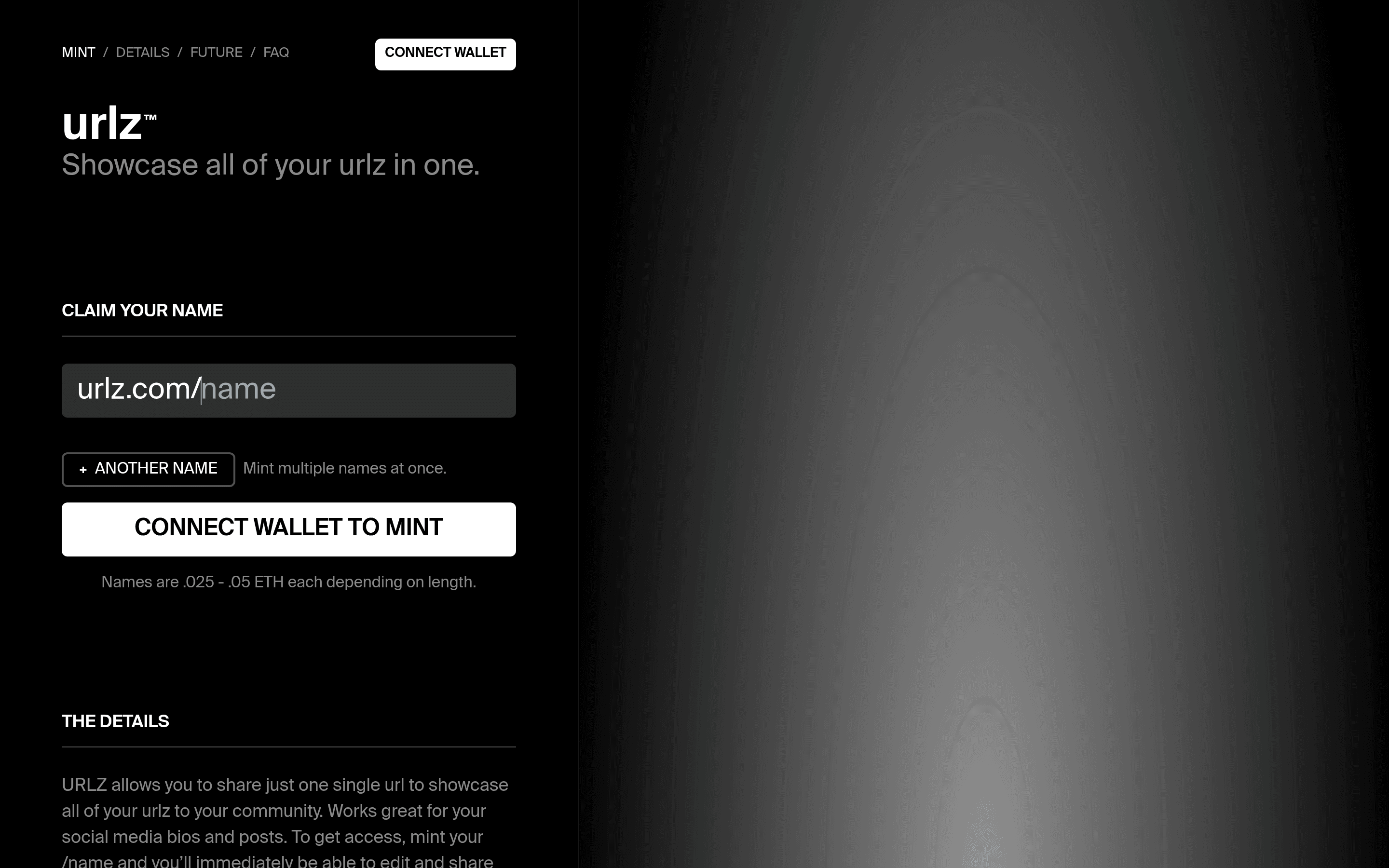 Urlz landing page screenshot