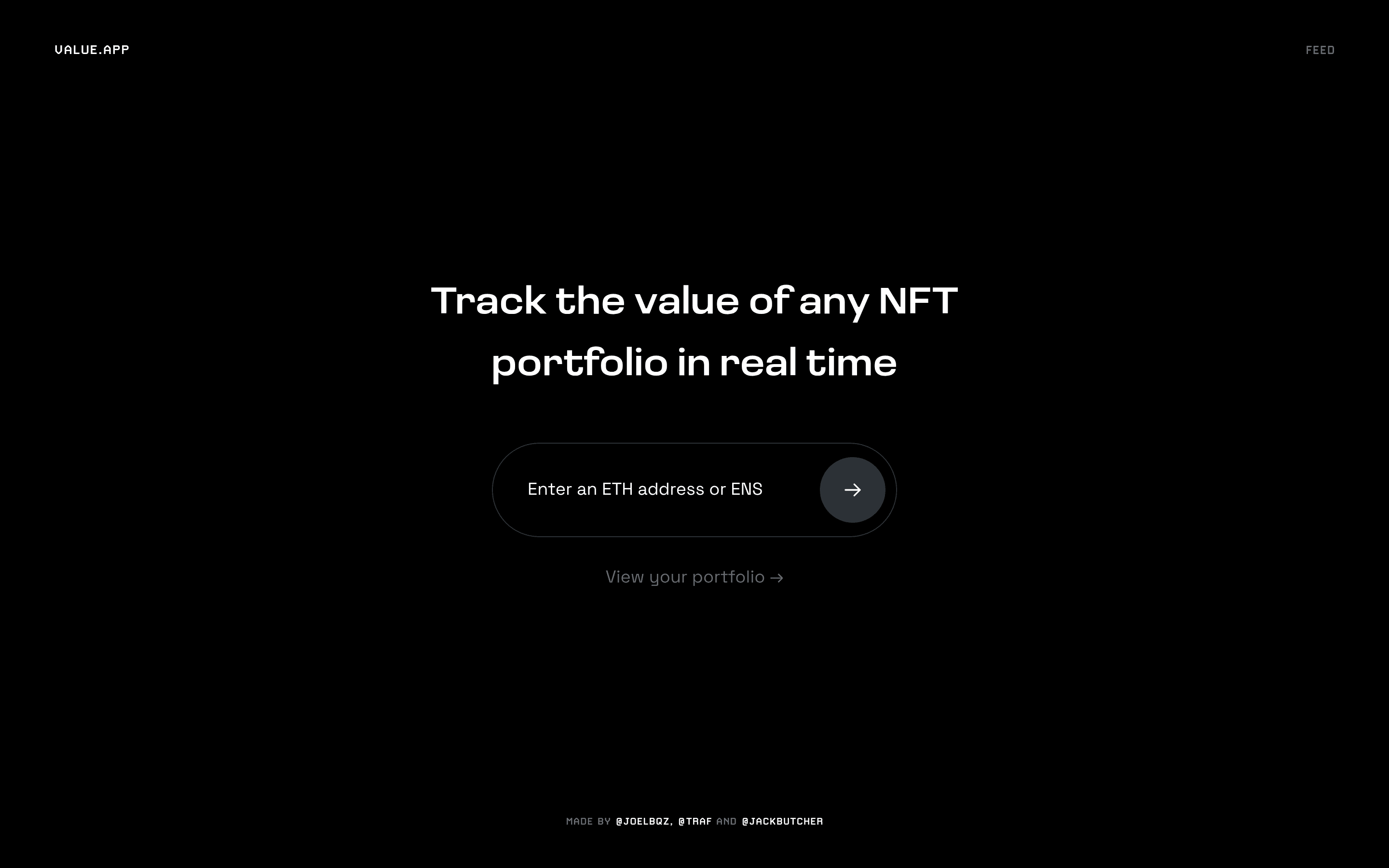 Value.app landing page screenshot