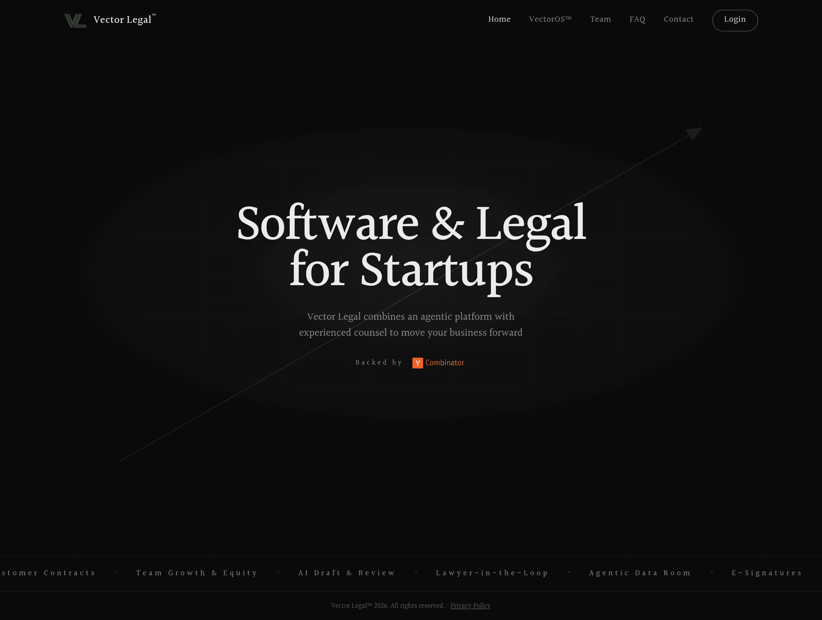Vector Legal landing page screenshot