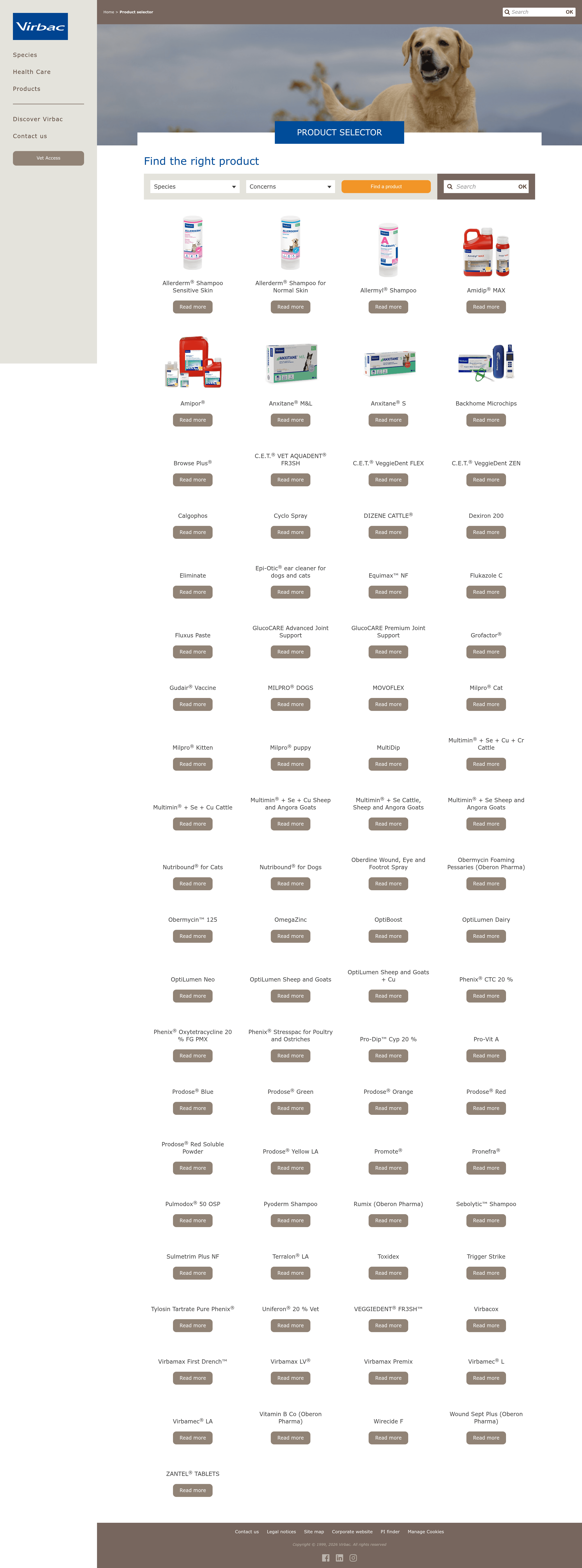 Virbac and more. landing page screenshot