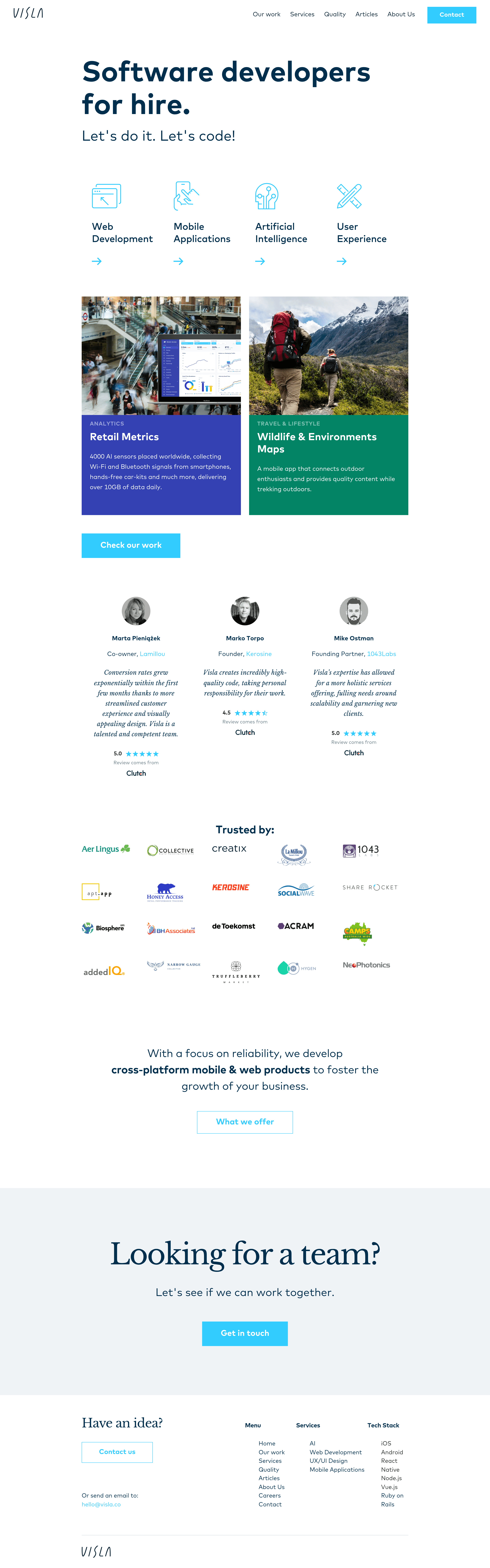 Visla landing page screenshot