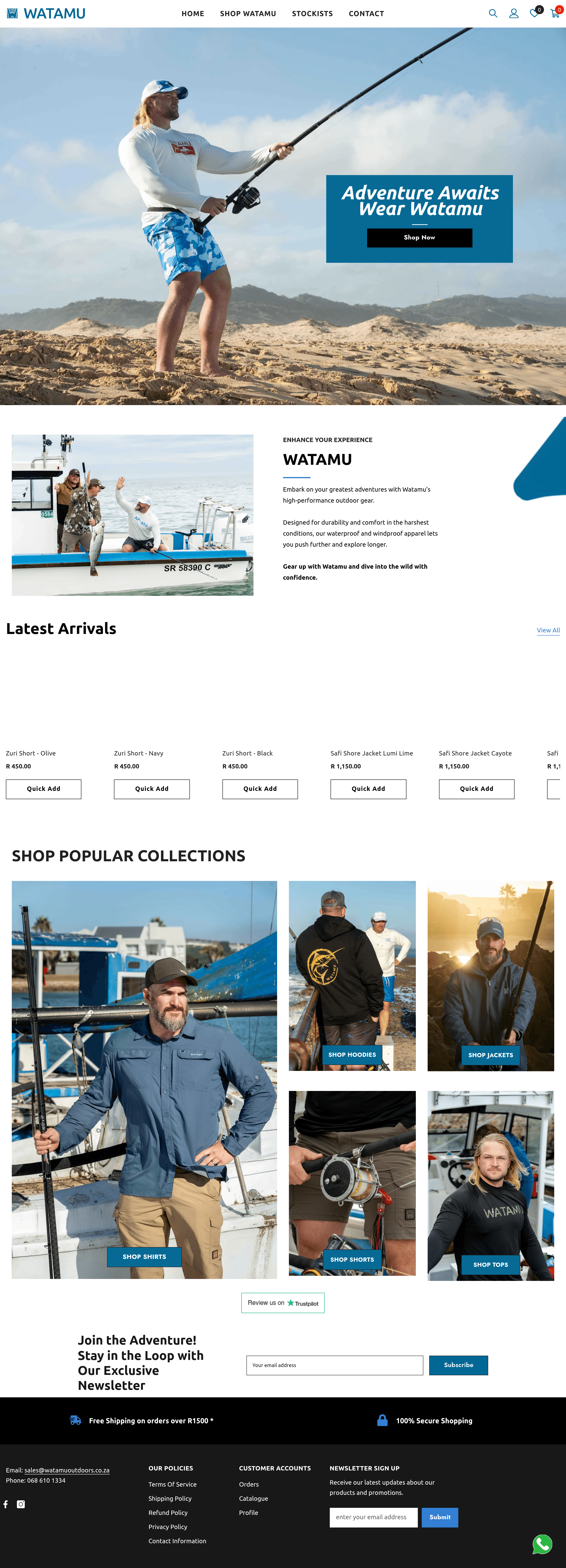 Watamuoutdoors landing page screenshot