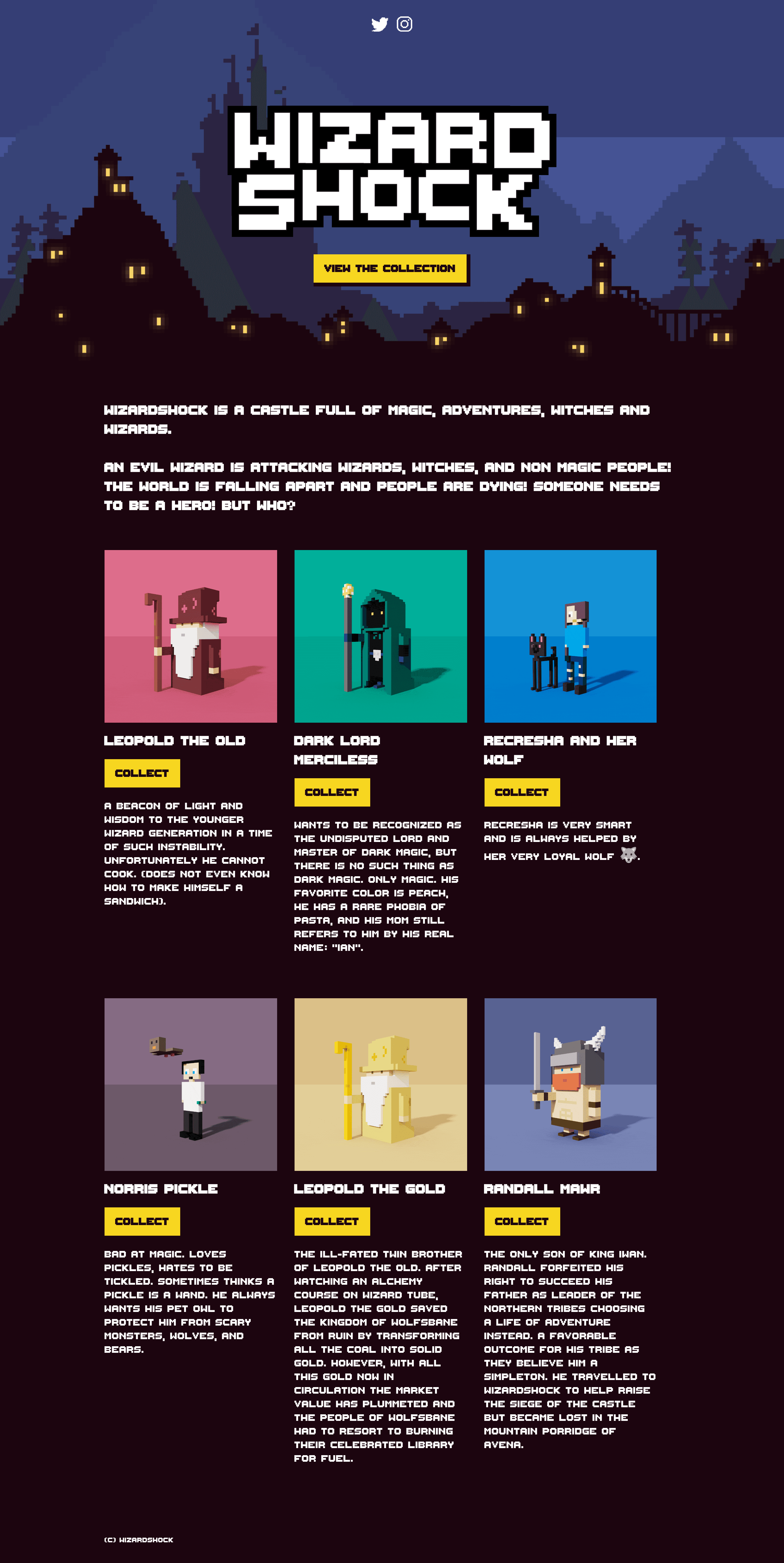 Wizardshock landing page screenshot