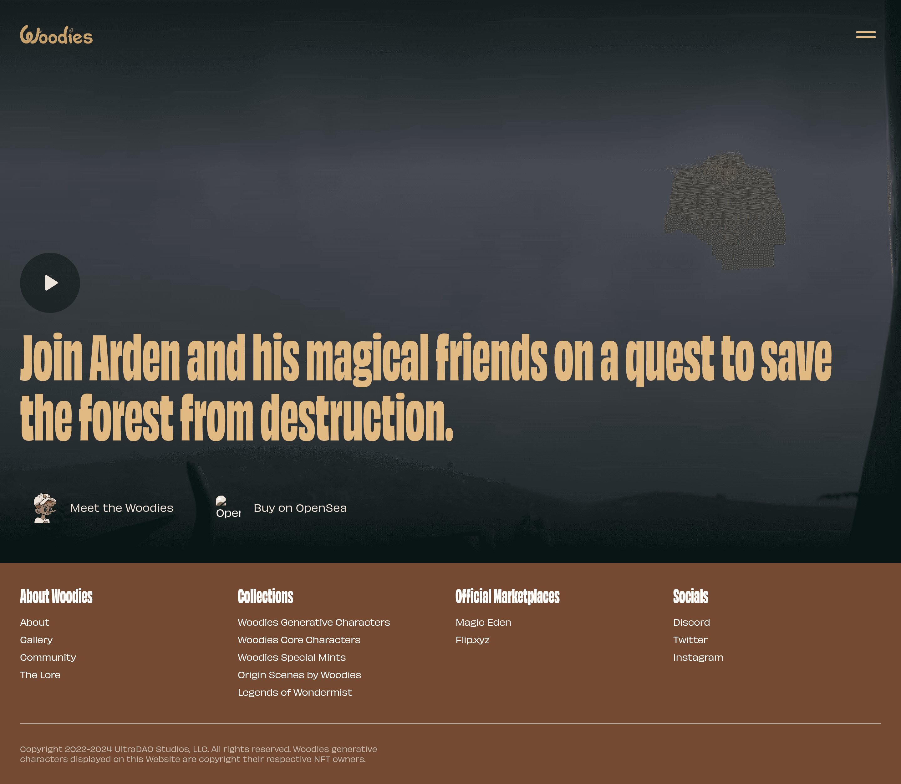 Woodiesnft landing page screenshot