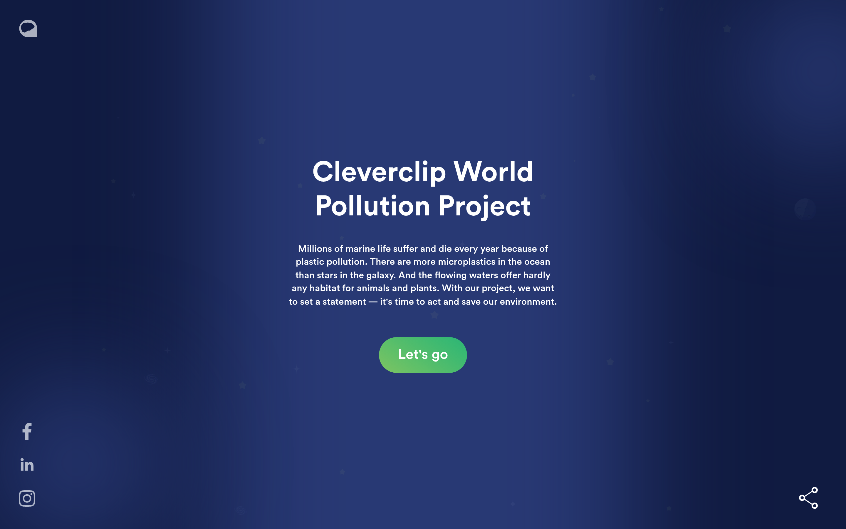 World Pollution landing page screenshot