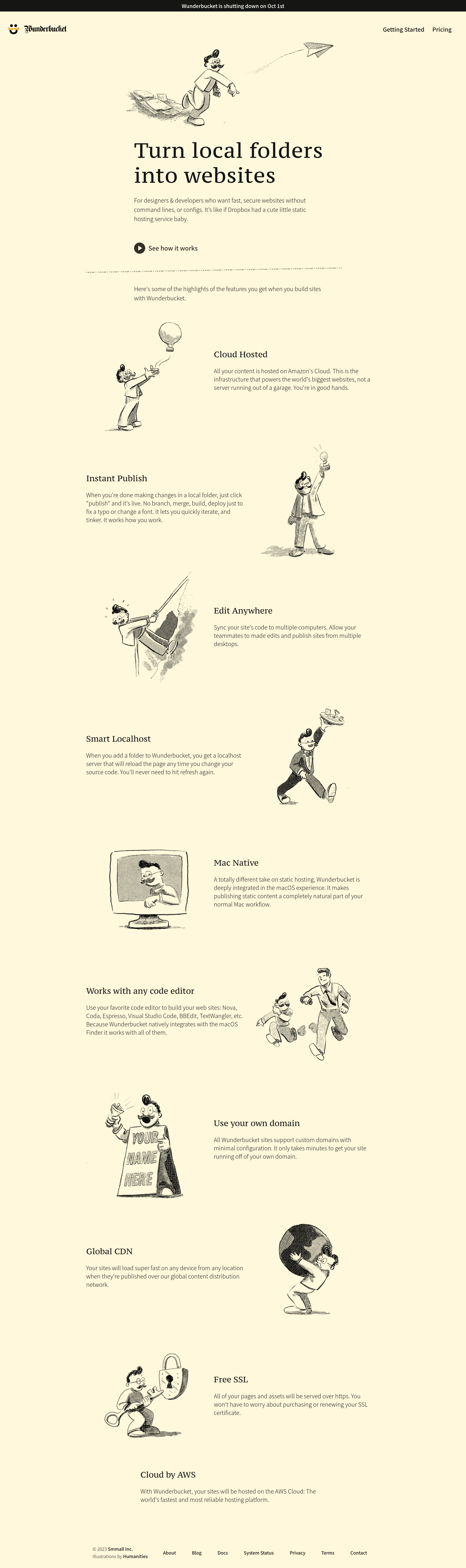 Wunderbucket landing page screenshot