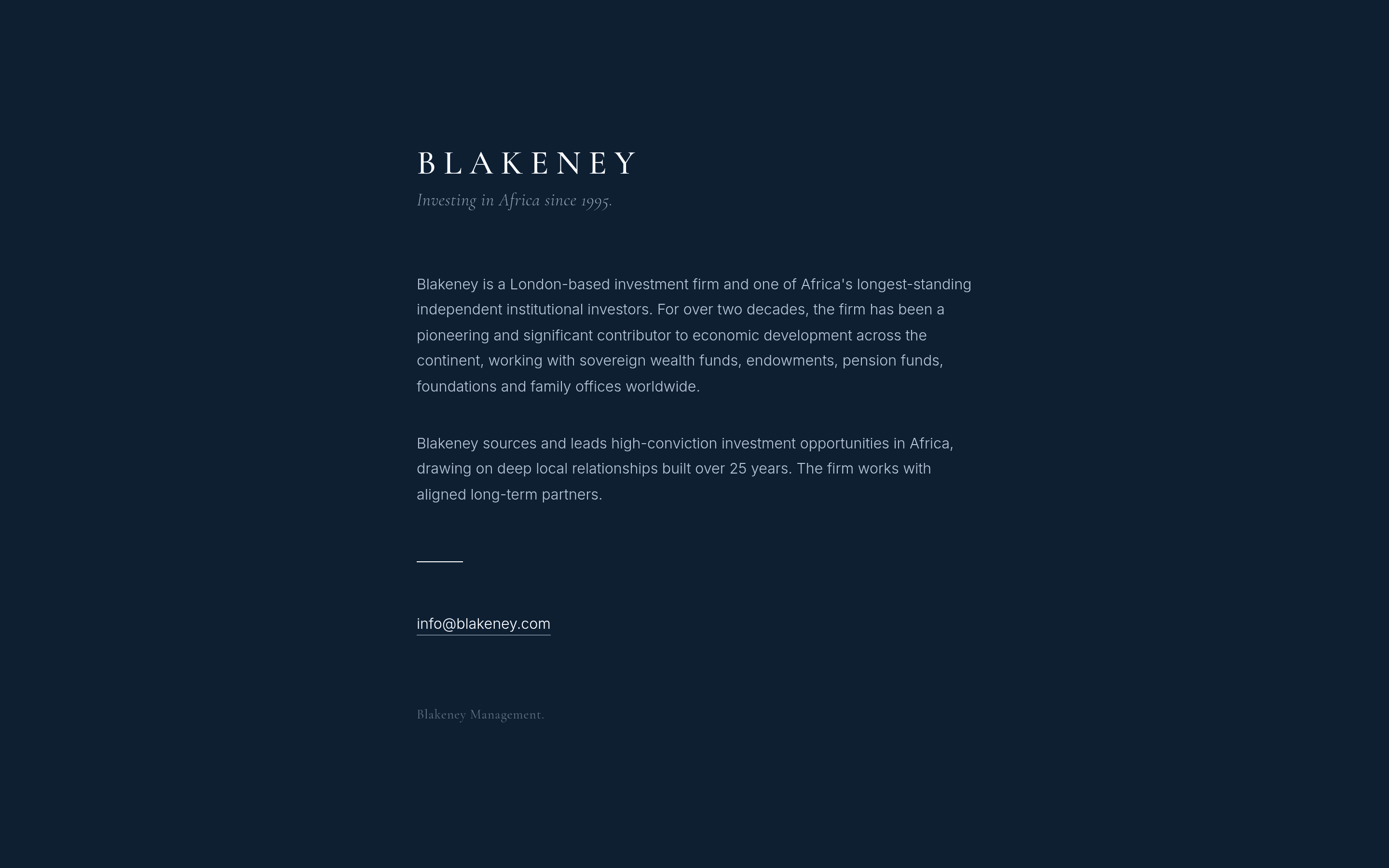 Blakeney landing page screenshot