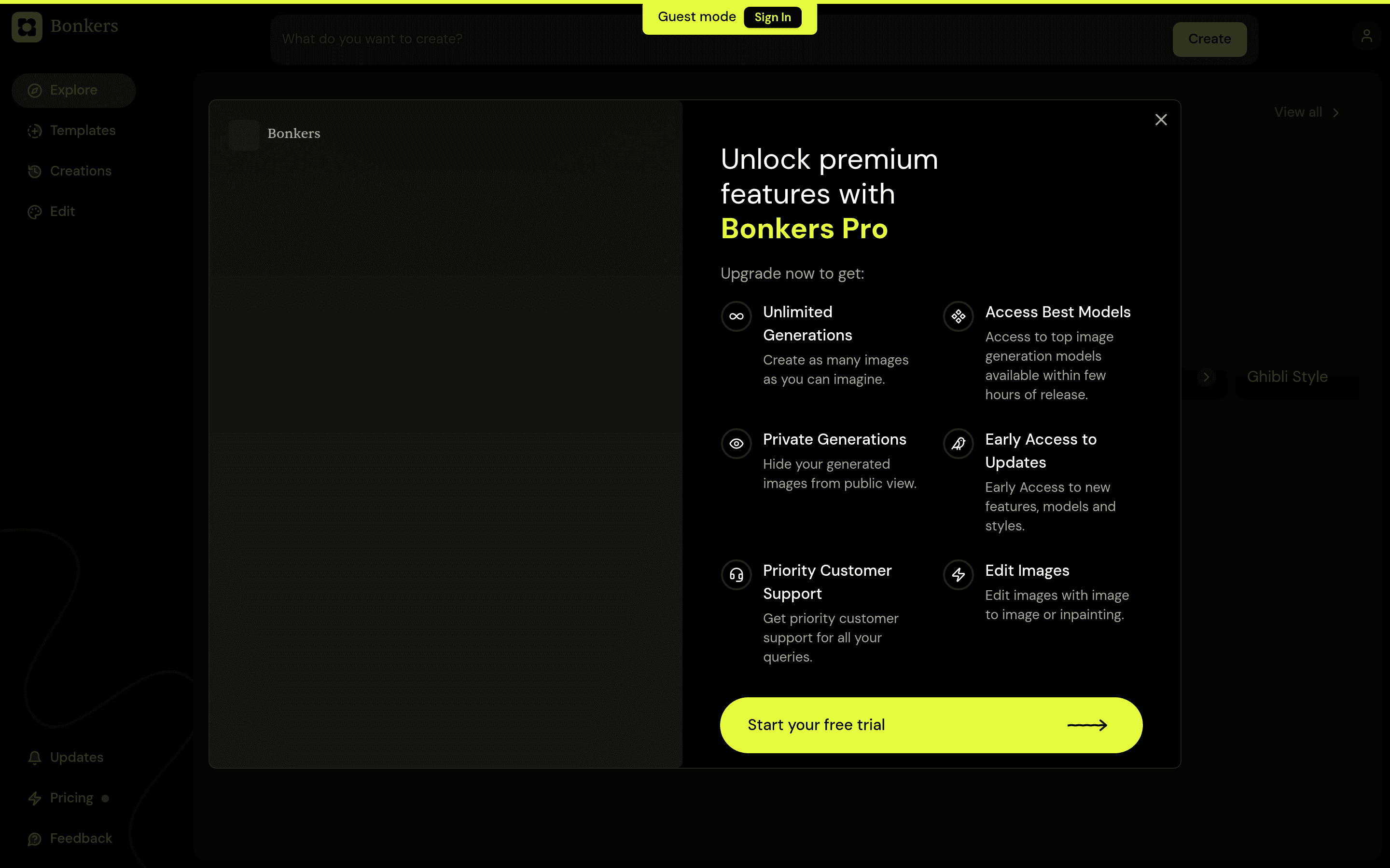 Bonkers landing page screenshot