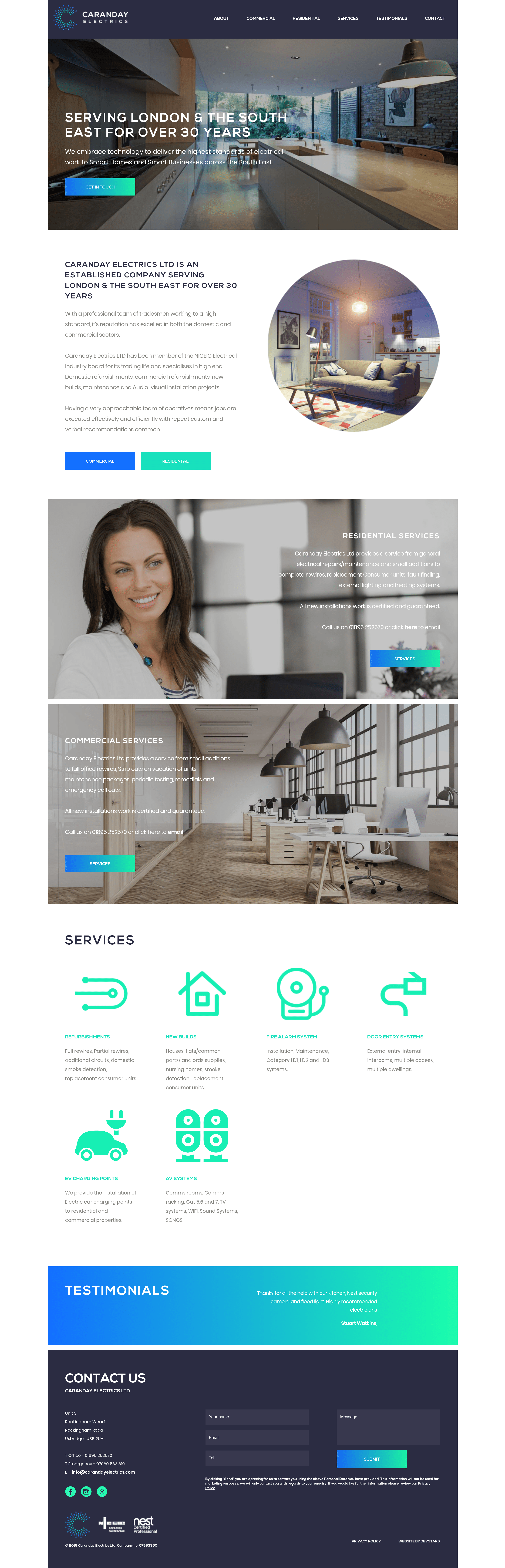Caranday Electrics landing page screenshot