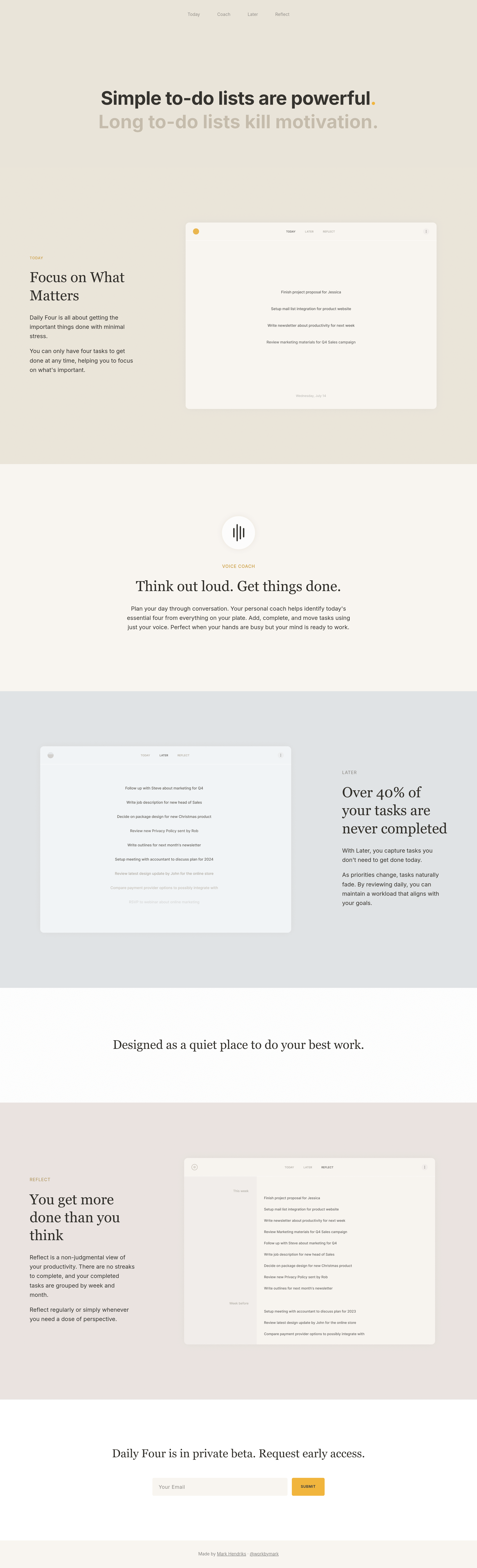 Daily Four landing page screenshot