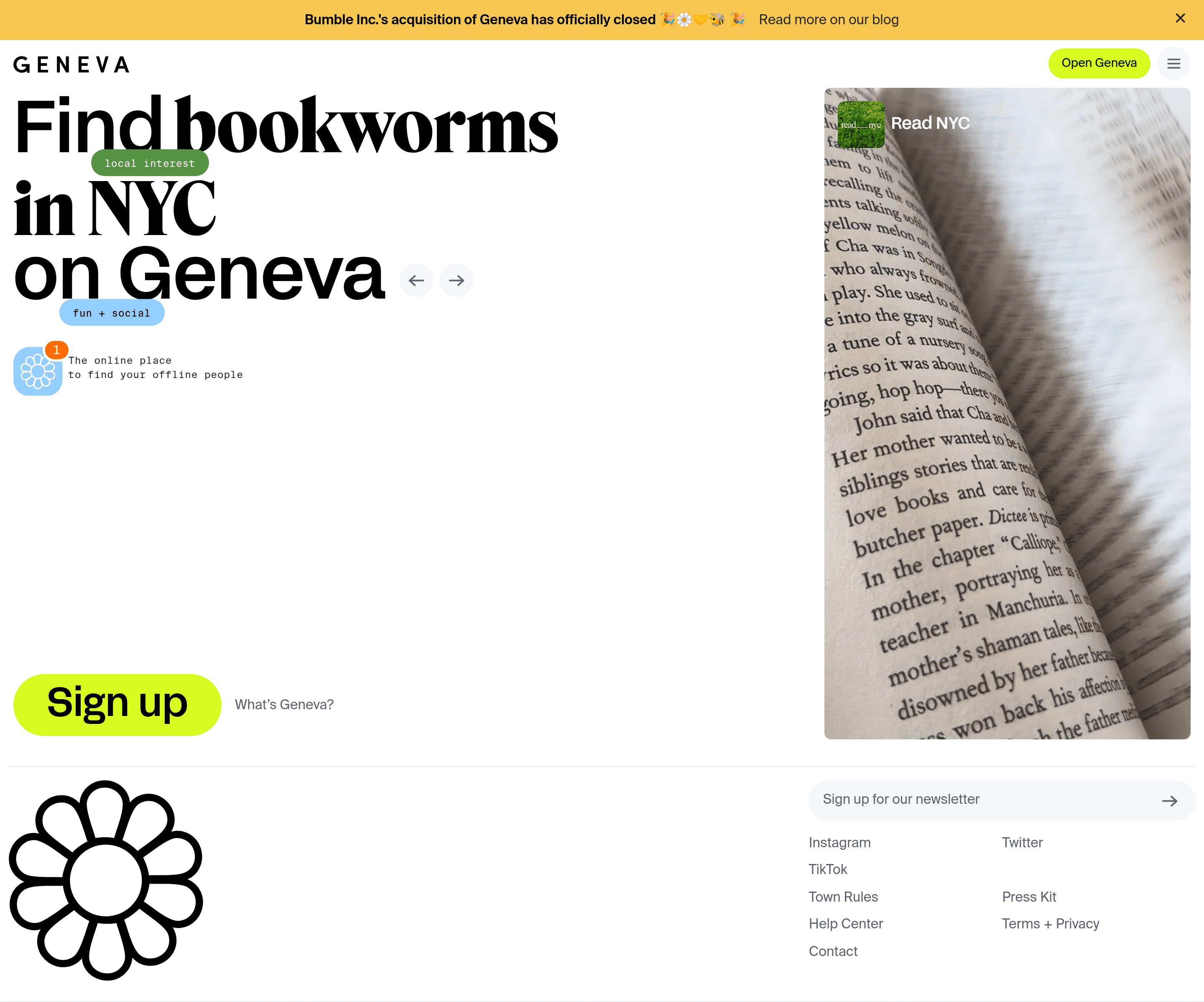 Geneva landing page screenshot