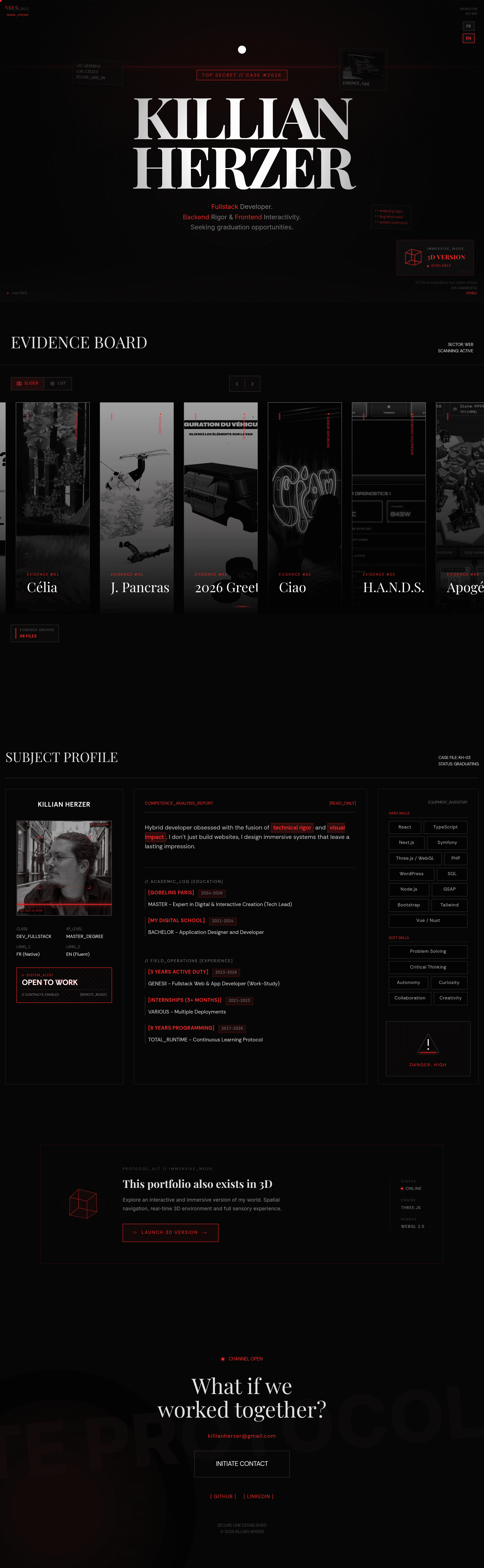 Killian Herzer landing page screenshot