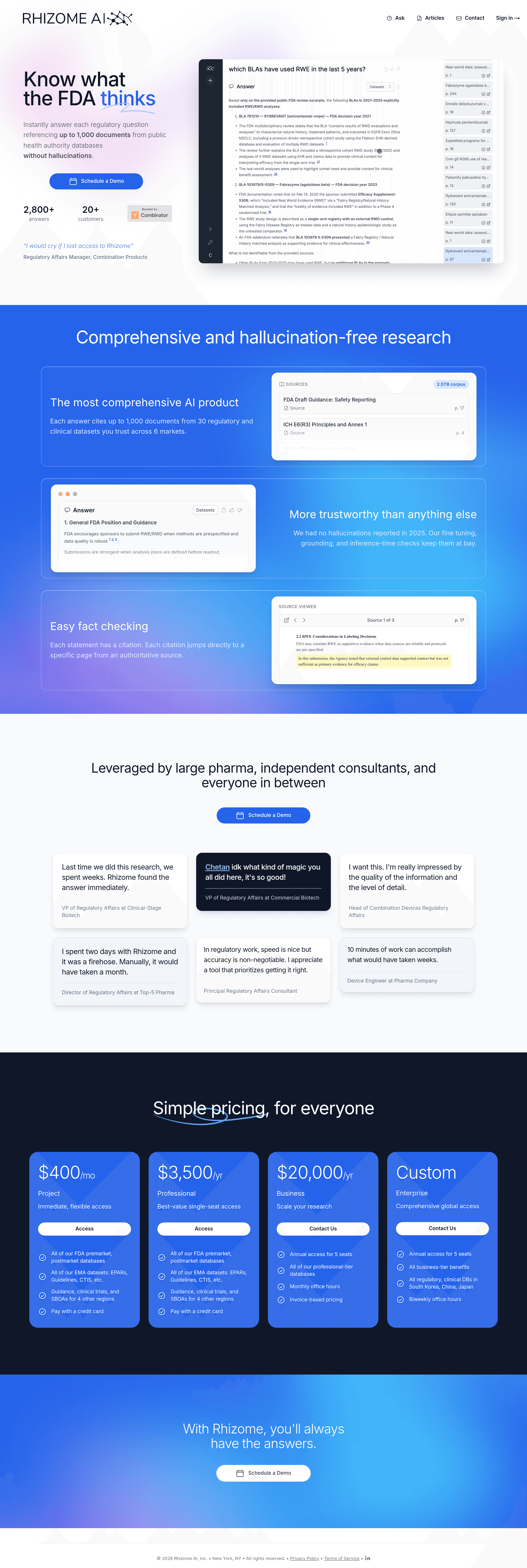 Rhizome AI landing page screenshot