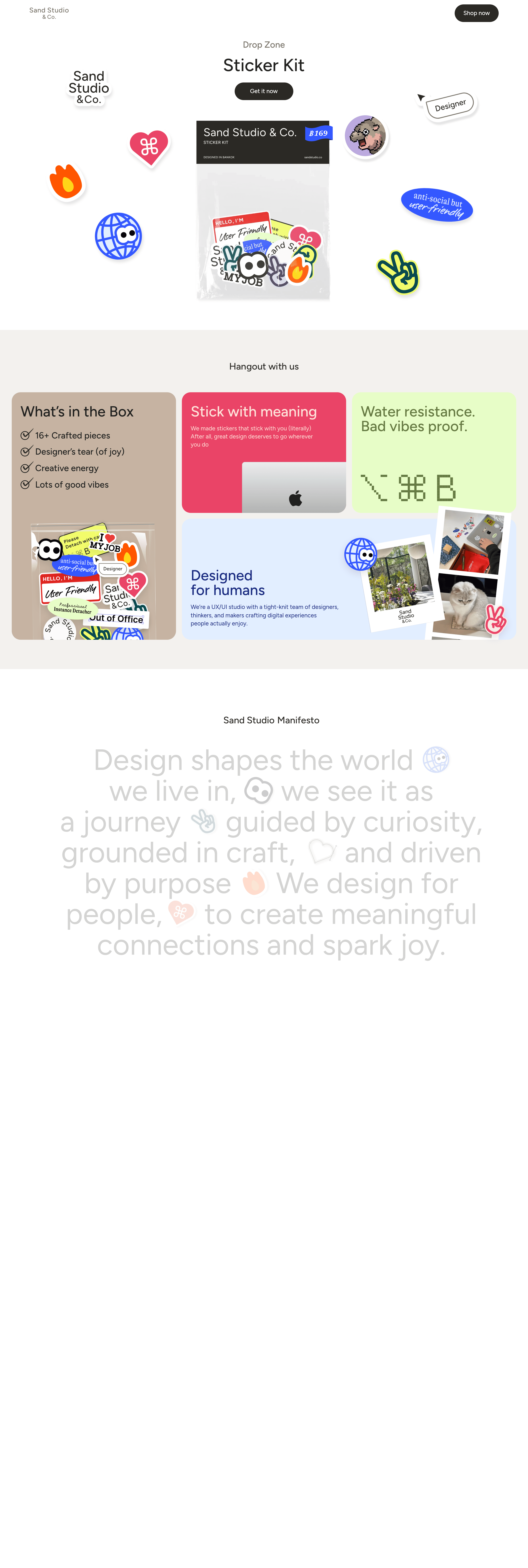 Sand Studio landing page screenshot