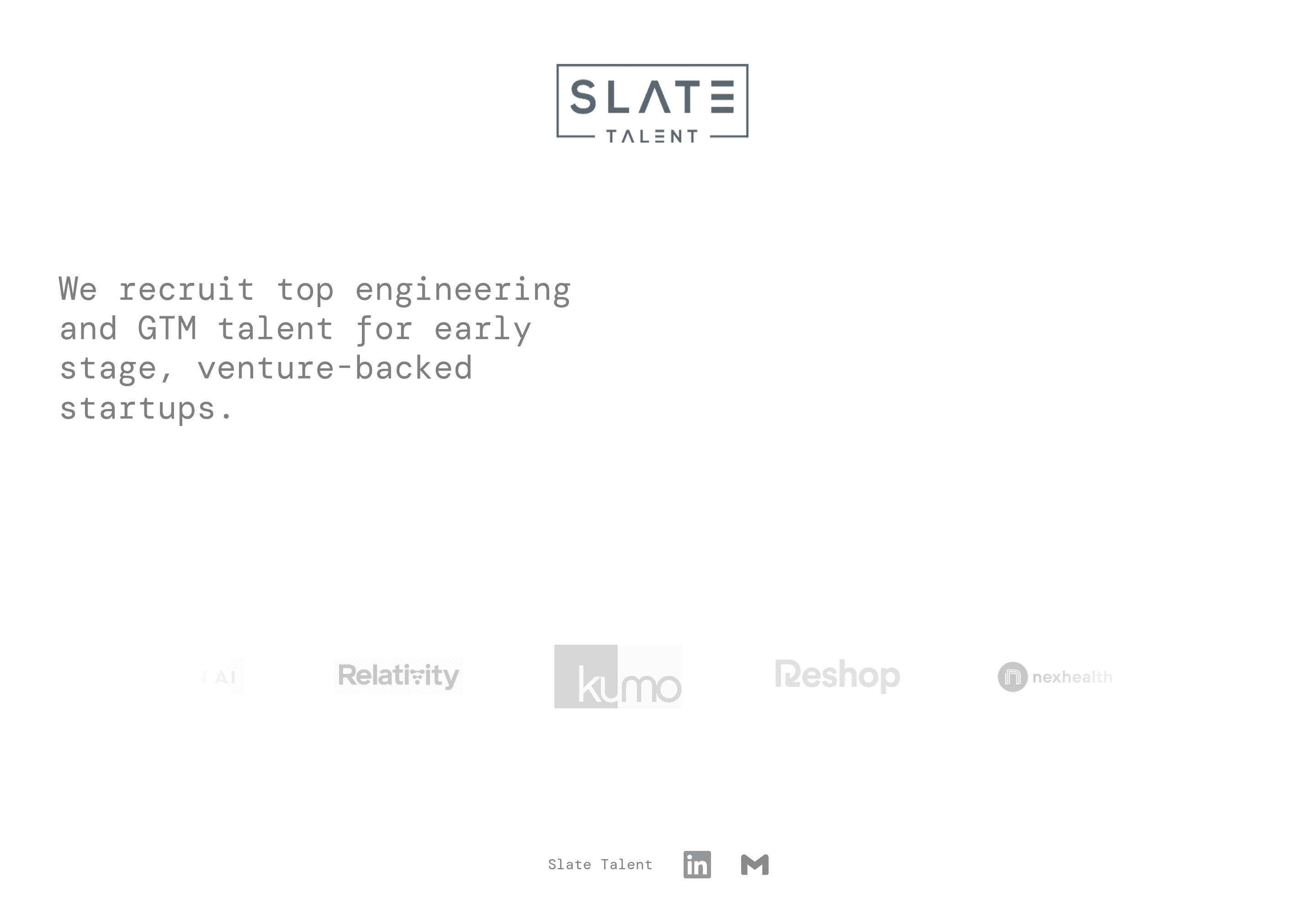 Slate Talent landing page screenshot