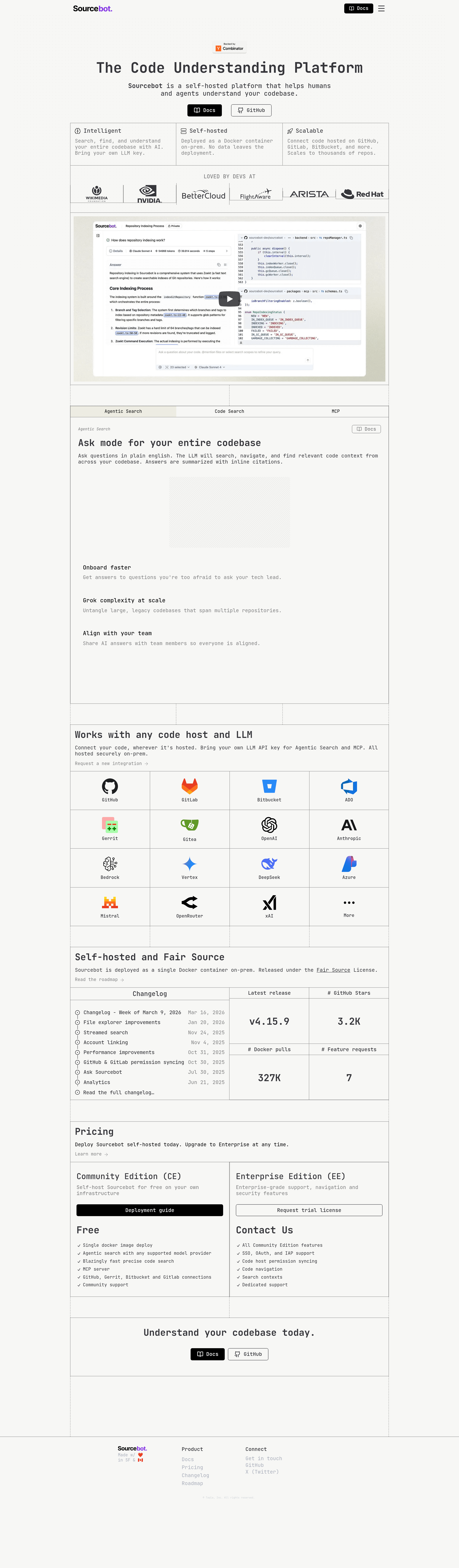 Sourcebot landing page screenshot