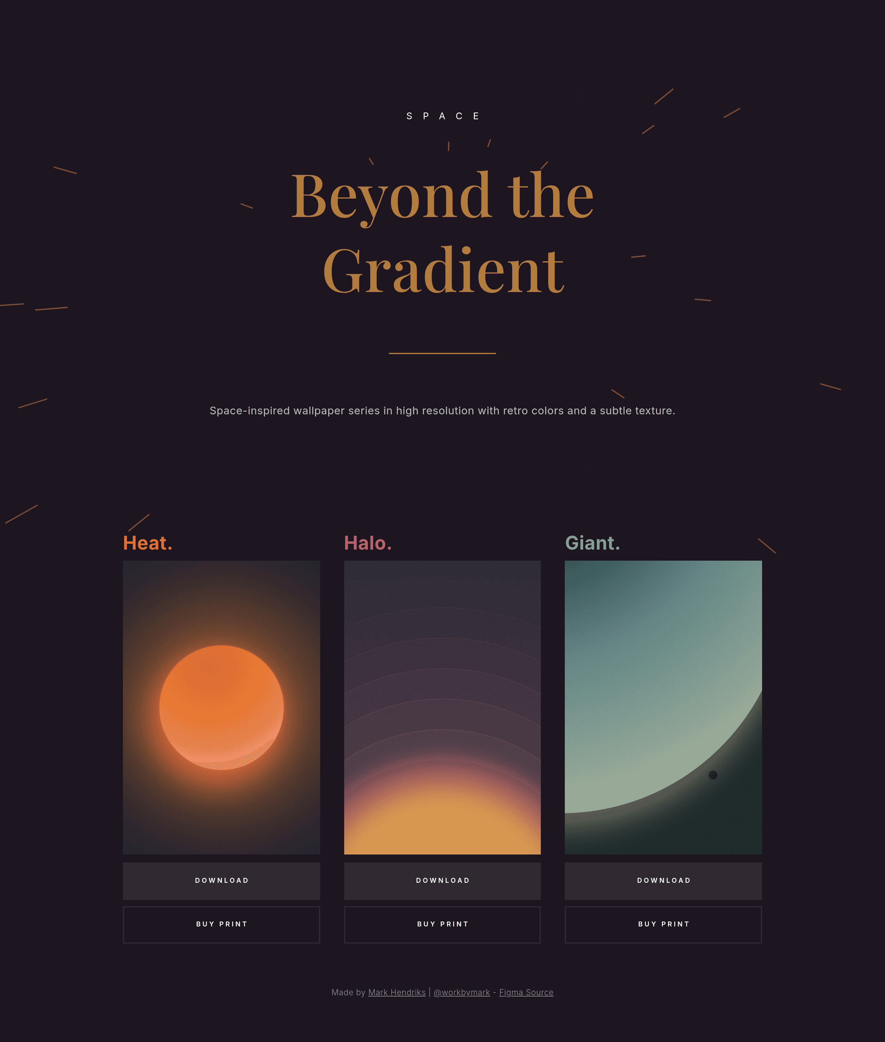 Space Wallpapers landing page screenshot